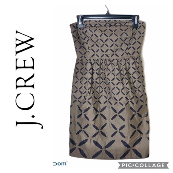 J.Crew Strapless X Floral Print Dress Sz 0 Brown - Picture 1 of 7